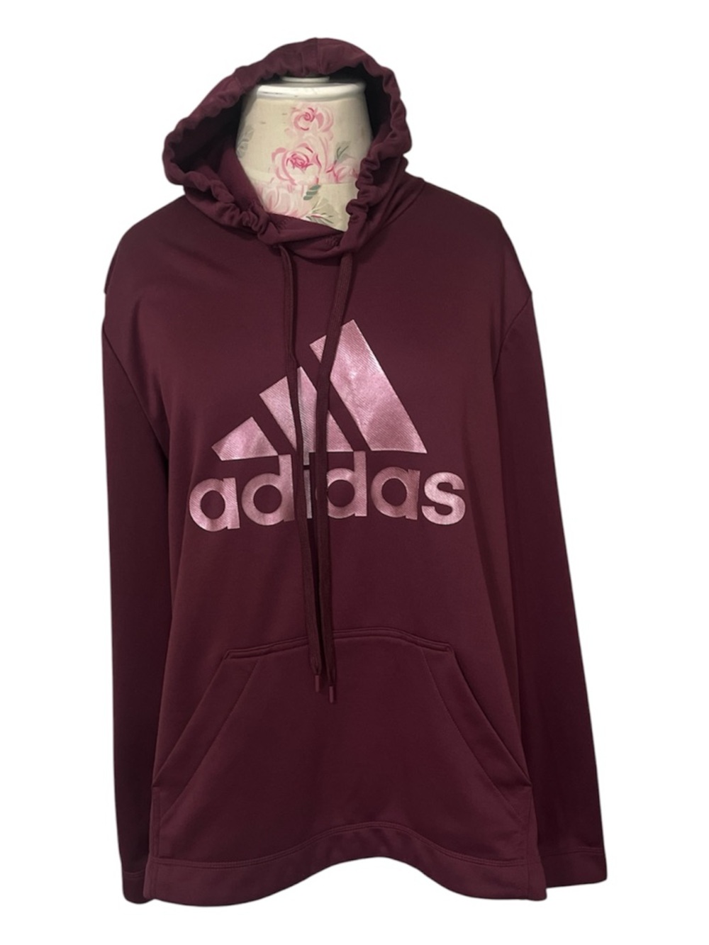 adidas Burgundy Hoodie with Foil Logo